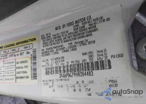 2017 Ford Fusion S z USA, uszkodzony, nr VIN 3FA6P0G79HR204483